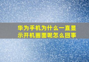 华为手机为什么一直显示开机画面呢怎么回事