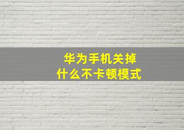 华为手机关掉什么不卡顿模式