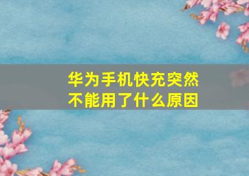 华为手机快充突然不能用了什么原因