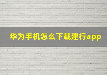 华为手机怎么下载建行app