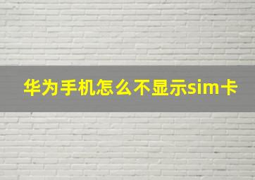 华为手机怎么不显示sim卡