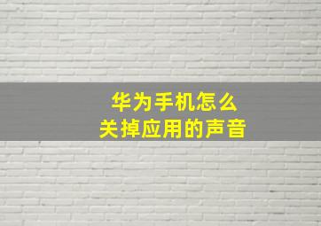 华为手机怎么关掉应用的声音