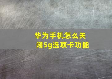 华为手机怎么关闭5g选项卡功能