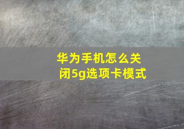 华为手机怎么关闭5g选项卡模式