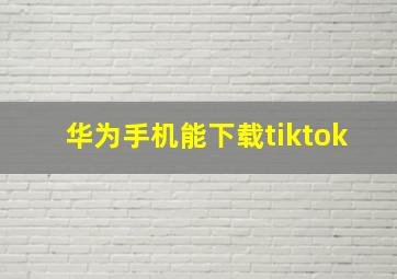 华为手机能下载tiktok