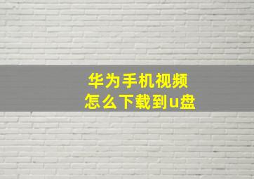 华为手机视频怎么下载到u盘