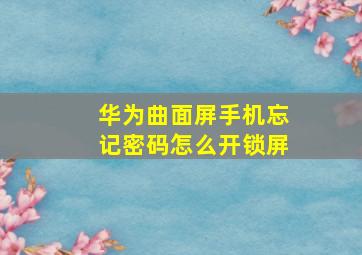 华为曲面屏手机忘记密码怎么开锁屏