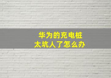 华为的充电桩太坑人了怎么办