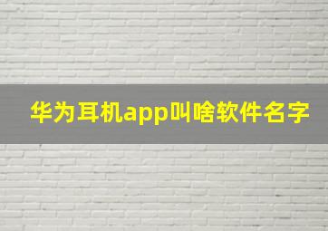 华为耳机app叫啥软件名字