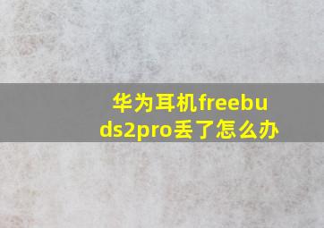 华为耳机freebuds2pro丢了怎么办