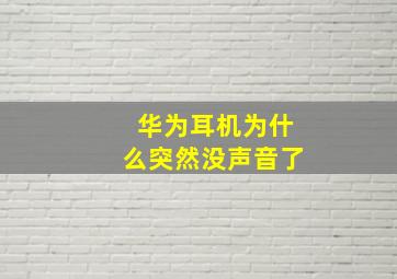 华为耳机为什么突然没声音了