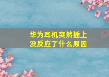 华为耳机突然插上没反应了什么原因