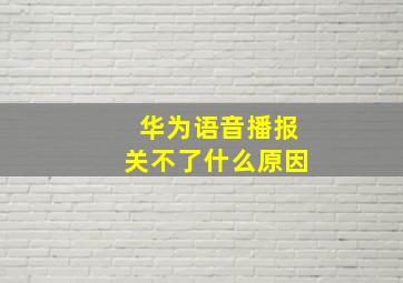 华为语音播报关不了什么原因