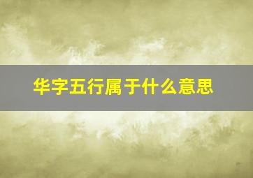 华字五行属于什么意思