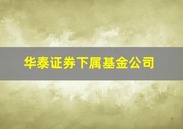 华泰证券下属基金公司