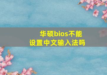 华硕bios不能设置中文输入法吗