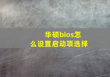 华硕bios怎么设置启动项选择