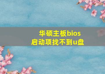 华硕主板bios启动项找不到u盘