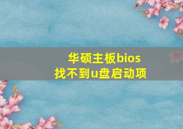 华硕主板bios找不到u盘启动项