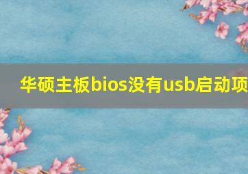 华硕主板bios没有usb启动项