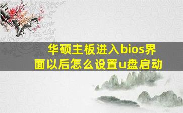 华硕主板进入bios界面以后怎么设置u盘启动