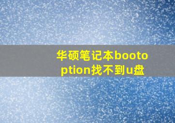 华硕笔记本bootoption找不到u盘