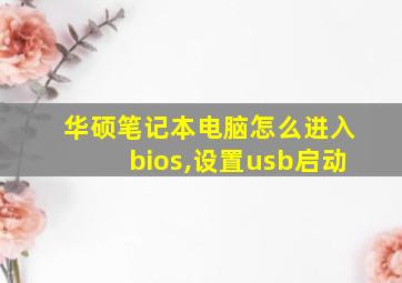 华硕笔记本电脑怎么进入bios,设置usb启动