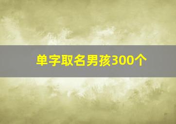 单字取名男孩300个