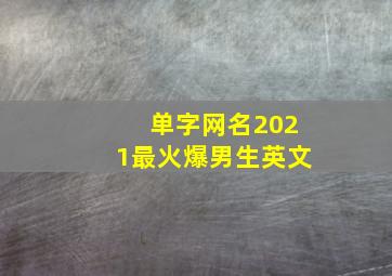 单字网名2021最火爆男生英文