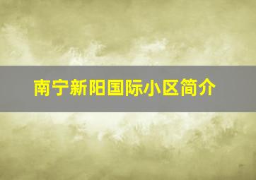 南宁新阳国际小区简介