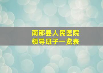 南部县人民医院领导班子一览表