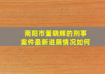 南阳市董晓辉的刑事案件最新进展情况如何