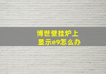 博世壁挂炉上显示e9怎么办