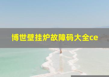 博世壁挂炉故障码大全ce