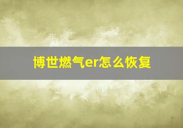 博世燃气er怎么恢复