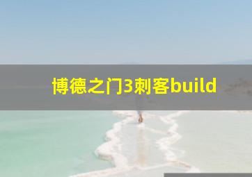 博德之门3刺客build