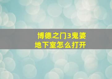 博德之门3鬼婆地下室怎么打开