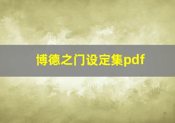 博德之门设定集pdf