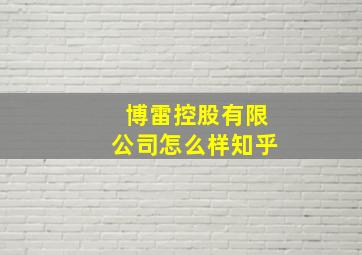 博雷控股有限公司怎么样知乎