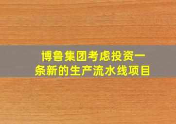 博鲁集团考虑投资一条新的生产流水线项目