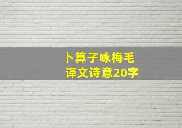 卜算子咏梅毛译文诗意20字