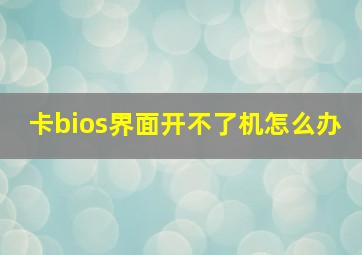 卡bios界面开不了机怎么办