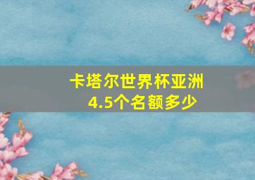 卡塔尔世界杯亚洲4.5个名额多少