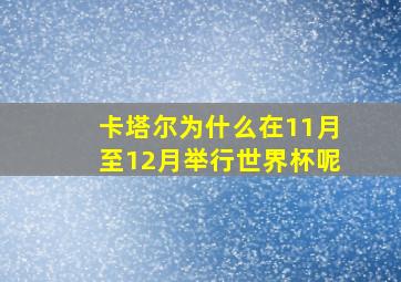 卡塔尔为什么在11月至12月举行世界杯呢