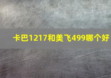 卡巴1217和美飞499哪个好