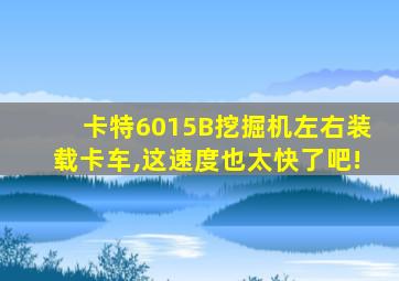 卡特6015B挖掘机左右装载卡车,这速度也太快了吧!