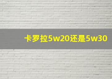 卡罗拉5w20还是5w30