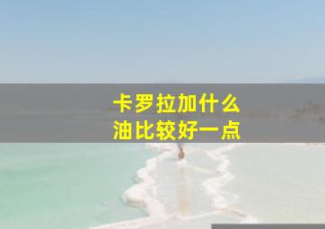 卡罗拉加什么油比较好一点