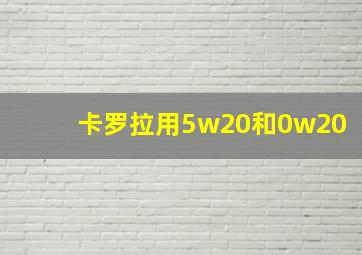 卡罗拉用5w20和0w20