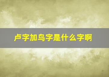 卢字加鸟字是什么字啊